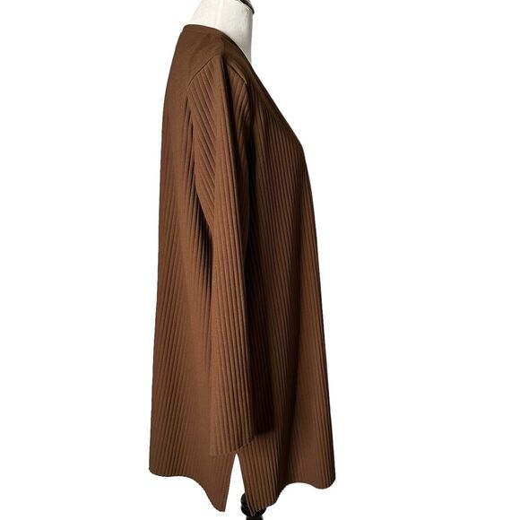 Marc New York Andrew Marc Open Front Kimono Duster Pleated Brown Women Size XL - Picture 6 of 13
